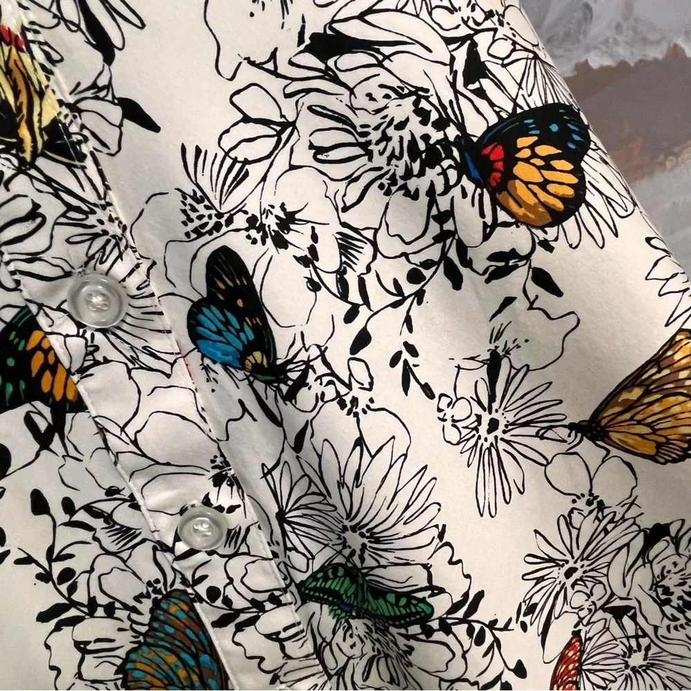 NORTH STYLE Floral‎ Butterfly Dress Midi Botanical Fit & Flare Stretch Womens 12